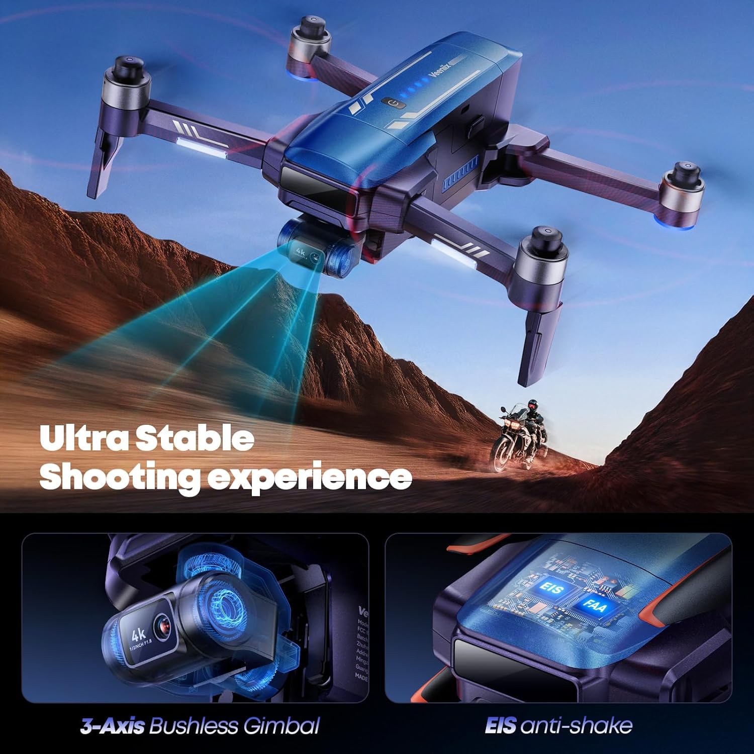 V11PRO Drone with 8K Camera for Adults, 3-Axis Gimbal Drones with 4K/30fps Video, 1/2 CMOS Sensor, 80min Flight Time with 2 Batteries, 6KM Video Transmission Quadcopter, Professional Drone