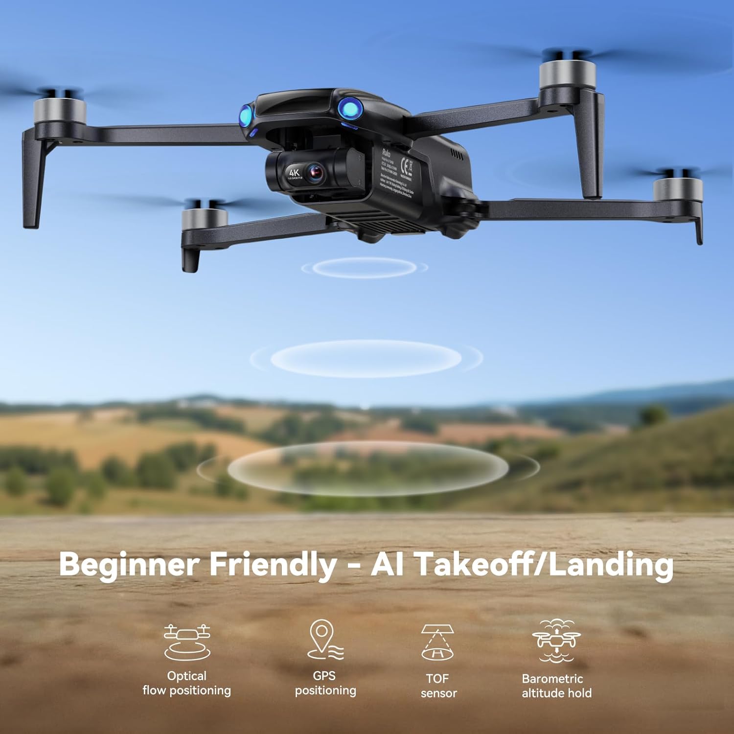 Ruko U11MINI 4K, Drones with Camera for Adults 4K Video 8K Photo, Under 249g, 3-Axis Gimbal EIS, 20000ft FPV Transmission, AI Takeoff/Landing, Auto Return, GPS with Beeper, Beginner (96-Min Flight)