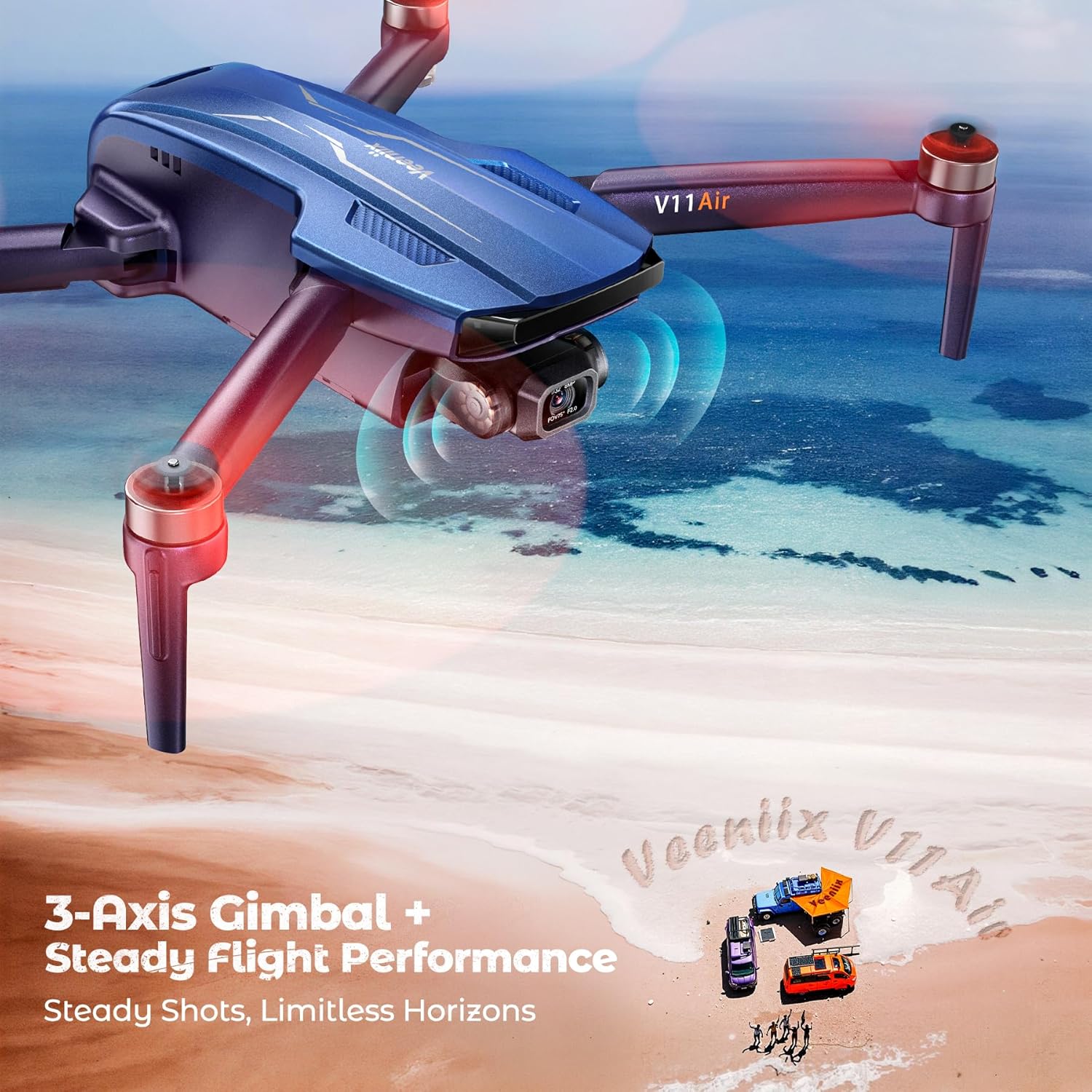 V11Air Drone with 6K Camera for Adults, 3-Axis Gimbal Drones with 4K/30fps Video, 10000ft FPV Transmission Professional Drone, 70Mins Long Flight Time, GPS Smart Control, Beginner friendly