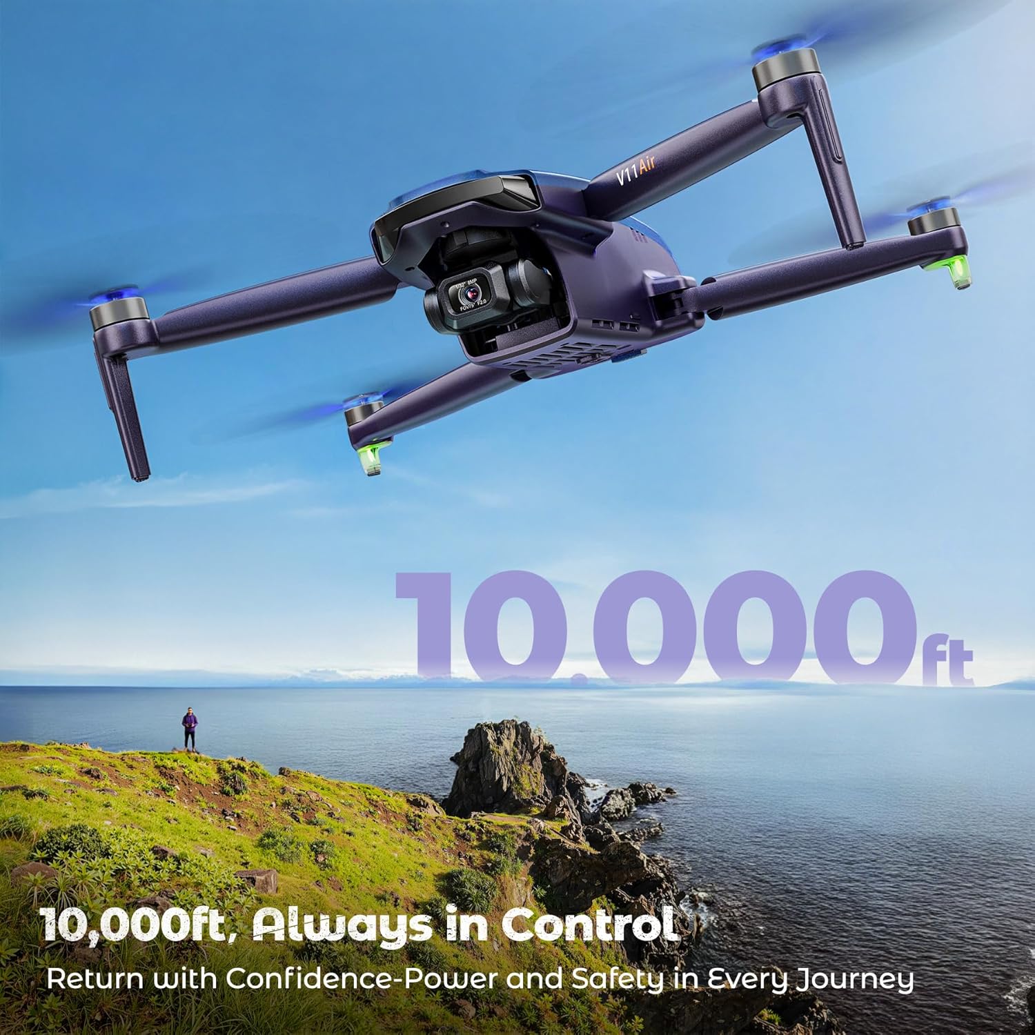 V11Air Drone with 6K Camera for Adults, 3-Axis Gimbal Drones with 4K/30fps Video, 10000ft FPV Transmission Professional Drone, 70Mins Long Flight Time, GPS Smart Control, Beginner friendly